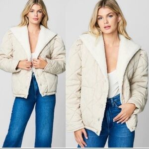 Blank NYC Women's Beige Quilted Puffer Jacket